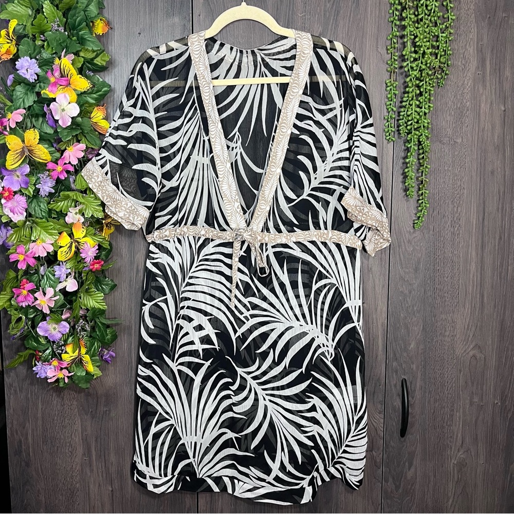 ]💙2/$40💙Anne Cole Short Sleeved Printed Sheer V Neck Cover Up Dress Size XL